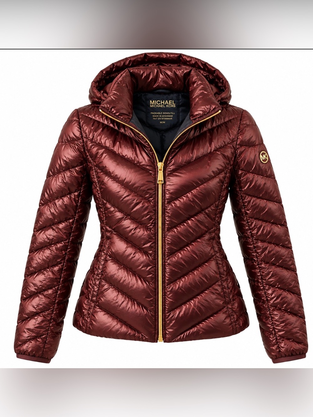 Michael Michael Kors Bronze Metallic Packable Down Puffer Jacket Women’s M